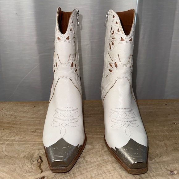 BEAST FASHION White Western Cowboy Boots Metal Toe Cap Festival | Size 5.5 - Picture 12 of 17